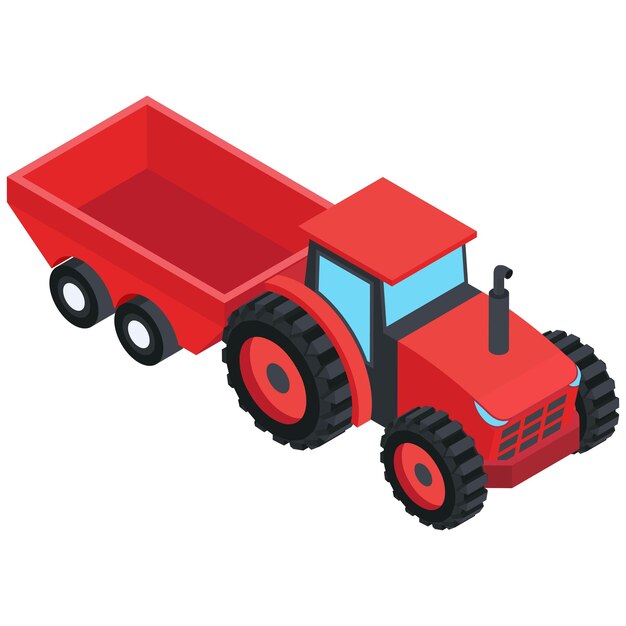 Tractor isométrico con remolque