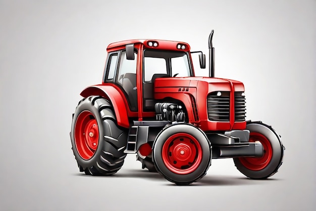 un tractor rojo con un borde rojo se muestra en un fondo blanco