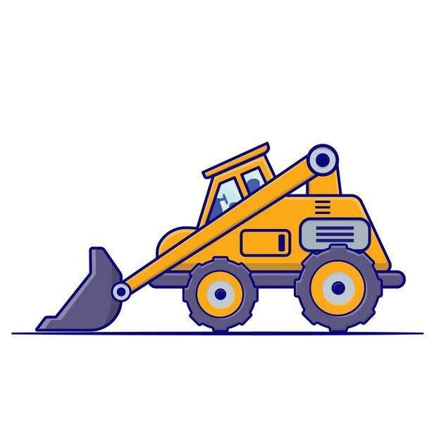 Tractor Vehículo dibujos animados Construcción de edificios Transporte Ilustración vectorial aislada