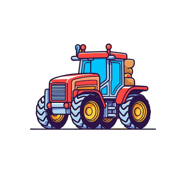 tractor vehículo dibujos animados diseño de camiseta ilustración gráfica Vector de dibujos animados