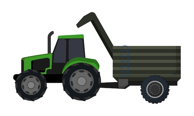 Tractor verde con remolque para granos