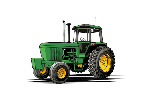 Tractor verde sobre un fondo blanco