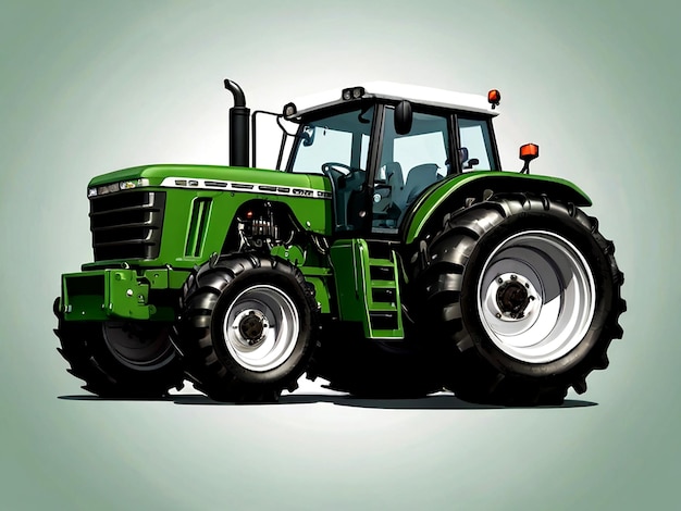 Vector tractor verde vectorial con ruedas grandes aisladas
