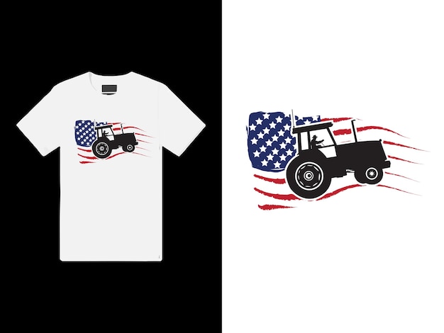 Vector tractores agrícolas bandera estadounidense diseño agrícola patriótico
