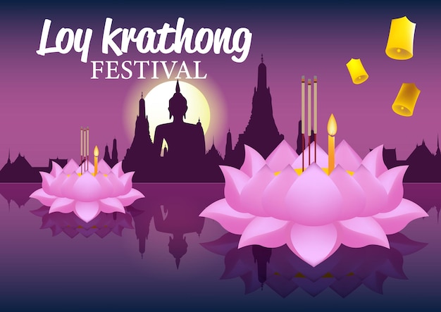 La tradición Loy Krathong de Tailandia se utiliza para hacer carteles publicitarios