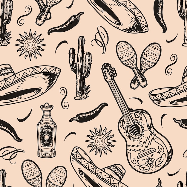 Tradición mexicana de estilo vintage sin costuras