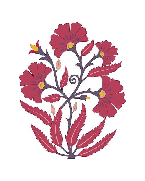 Tradición Mughal motivo flores de fantasía en el estilo vintage retro