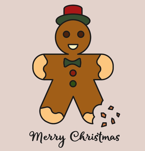 Tradición navideña Icono de pan de jengibre de colores con trazo Icono de galletas navideñas