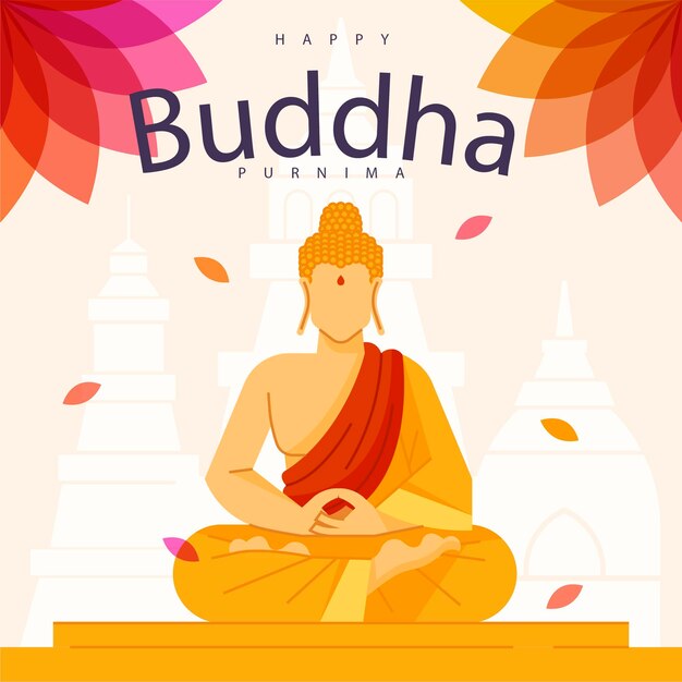 Tradicional budha purnima Feliz budha pornima Fondo religioso para la celebración del cumpleaños del señor