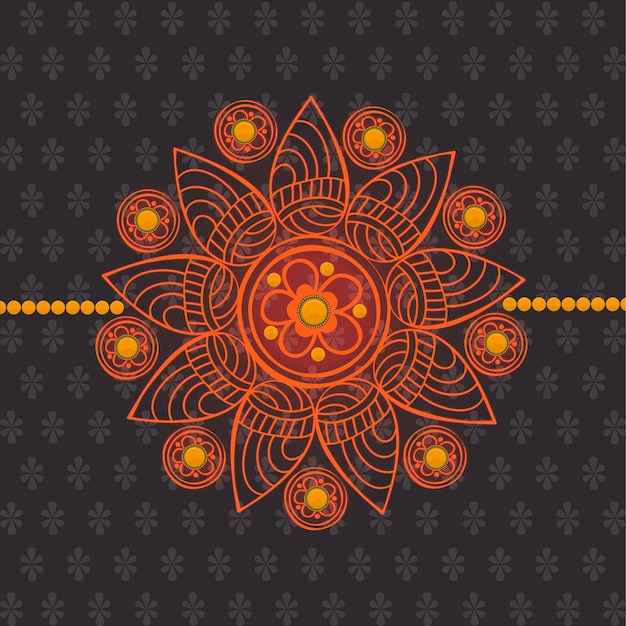 La tradicional pulsera india Rakhi que simboliza el amor entre hermanos Raksha Bandhan tarjeta de felicitación en color negro