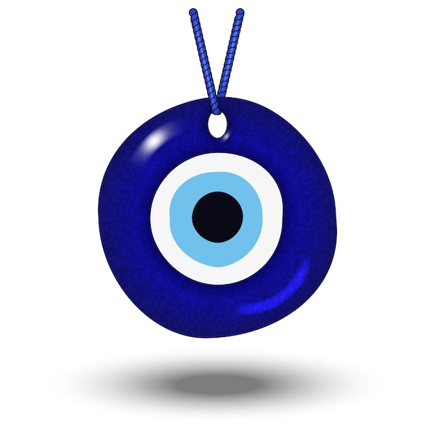 Tradicional talismán del mal ojo azul en la cuerda símbolo de objeto vectorial realista protección y protección