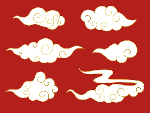 Tradicionales nubes decorativas chinas elemento de diseño de año nuevo ornamento japonés y chino