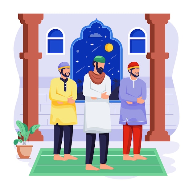 Tradiciones del Ramadán Ilustración de carácter plano