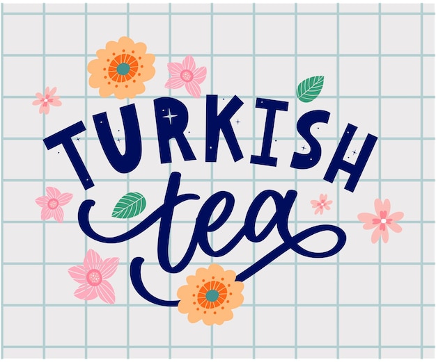 Tradiciones turcas de elementos decorativos de la hora del té de la ceremonia del té para su ilustración de vector de diseño