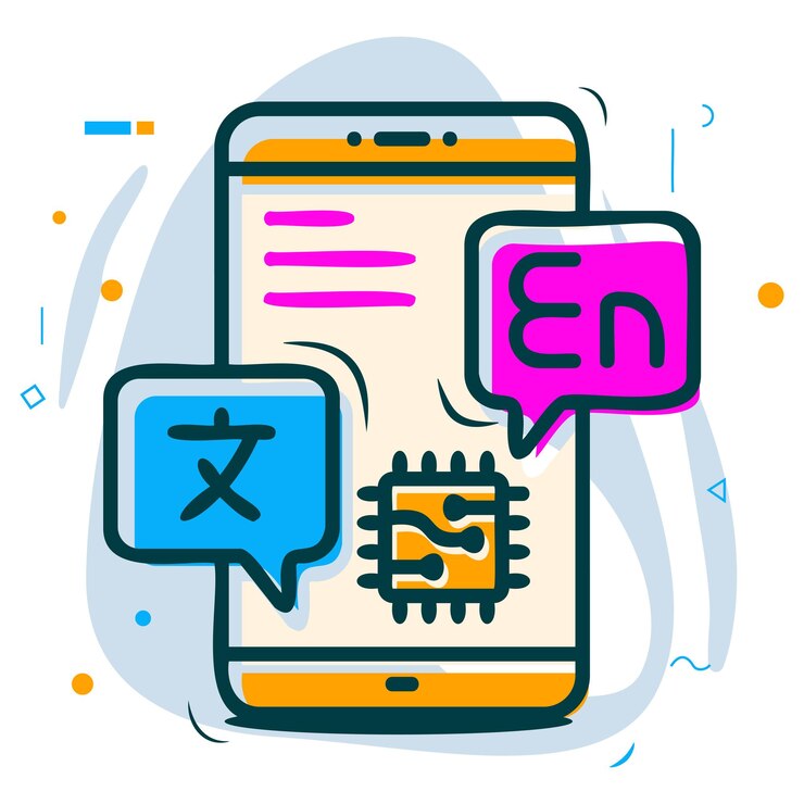 Vector traducción instantánea y precisa de idiomas utilizando la aplicación llm concept que traduce textos y documentos con ai