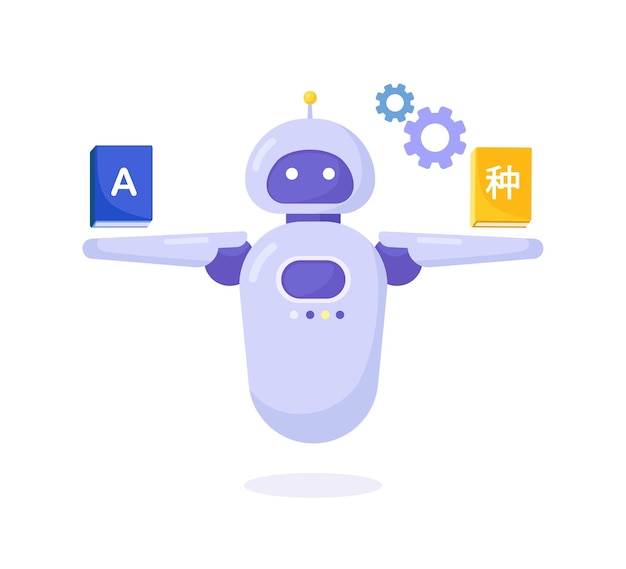 Traductor de chatbot. Online traduce sus mensajes a otro idioma. Bot tiene diccionarios de libros. Soporte en línea de inteligencia artificial para la traducción de documentos y tecnología de lectura de libros