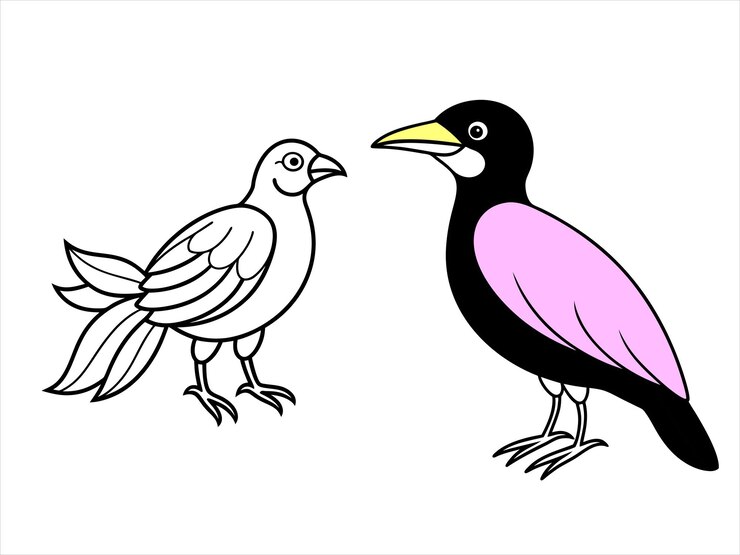 Traer alegría a sus diseños Ilustración vectorial de siluetas de pájaros lindos y coloridos
