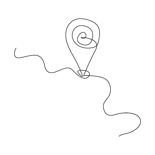 Tráfico continuo de una sola línea mapa de ubicación pin art dibujo diseño gráfico vectorial