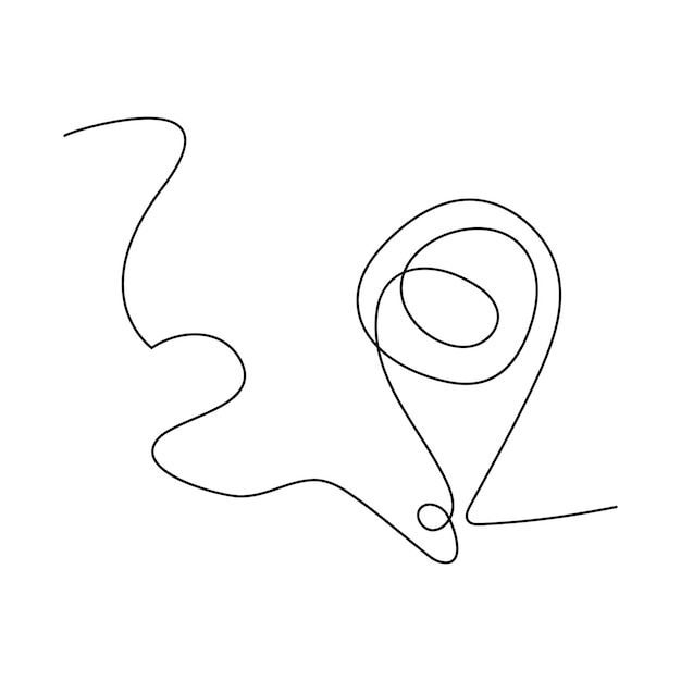 Tráfico continuo de una sola línea mapa de ubicación pin art dibujo diseño vectorial illastrator