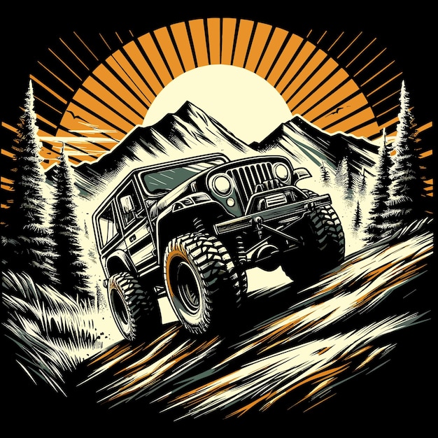 Vector trailblazers retreat majestic mountains se encuentra con el robusto jeep mountain trail conqueror offroad adventure