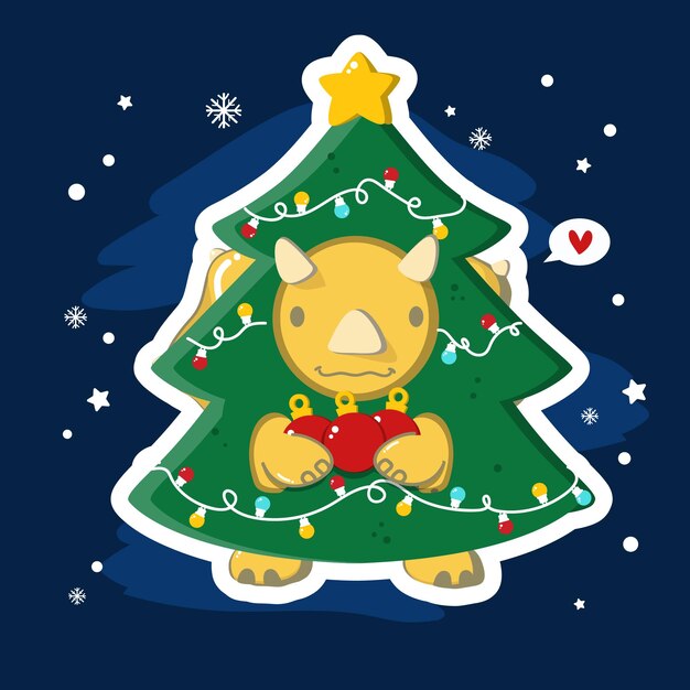 Vector traje de árbol de navidad de dinosaurio triceratops