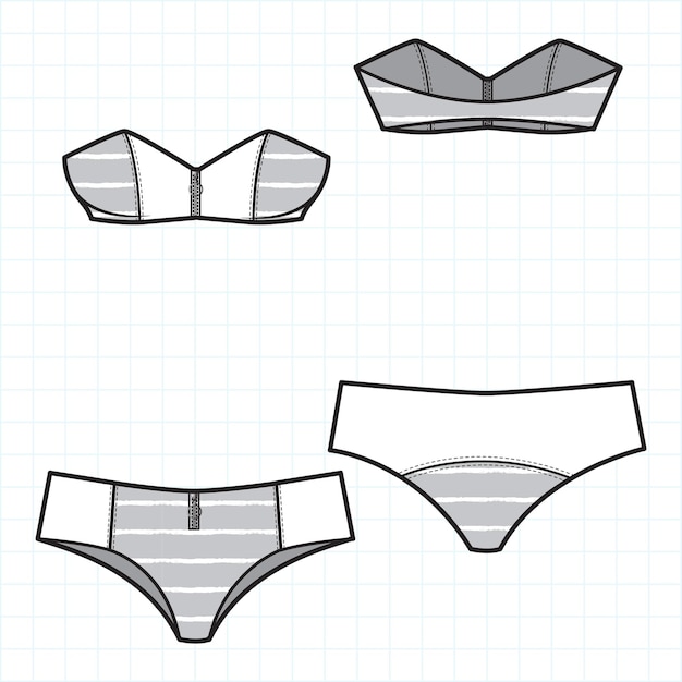 Vector traje de baño de bikini ropa de baño de forma bechwer