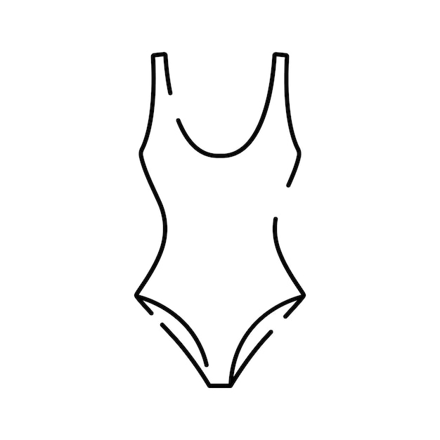 Traje de baño colección de ropa de mujer insignias vector Glamour traje de playa ropa interior de bikini de mujer para nadar iconos de línea de concepto de ropa de playa de mujer Ilustración de contorno Verano