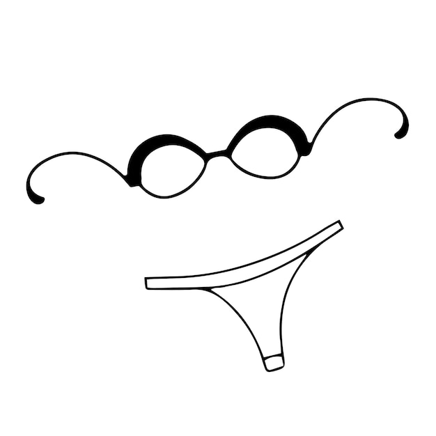 Vector traje de baño de mujer doodle, bikini, icono de vector