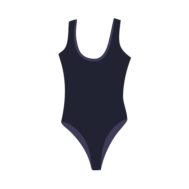 Traje de baño de una pieza, body. Traje de baño de verano para mujer, ropa corporal. Ropa de playa, traje de baño. Ropa femenina dama, prenda de playa. Ilustración de vector plano aislado sobre fondo blanco