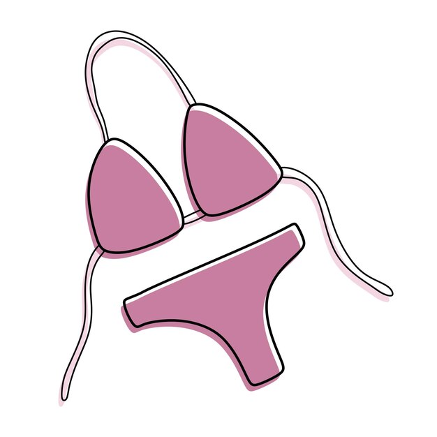 Vector traje de baño de playa de verano colorido doodle bikini sobre fondo blanco ilustración vectorial en estilo de dibujos animados esbozo elemento de diseño impresión de traje de vacaciones para nadar baño de sol y actividad de ocio