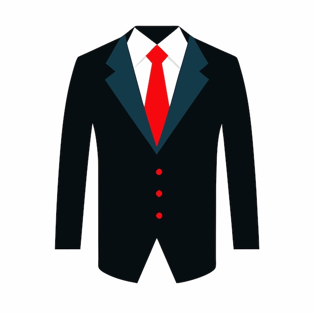 un traje con una corbata roja y una ilustración vectorial cuadrada de bolsillo