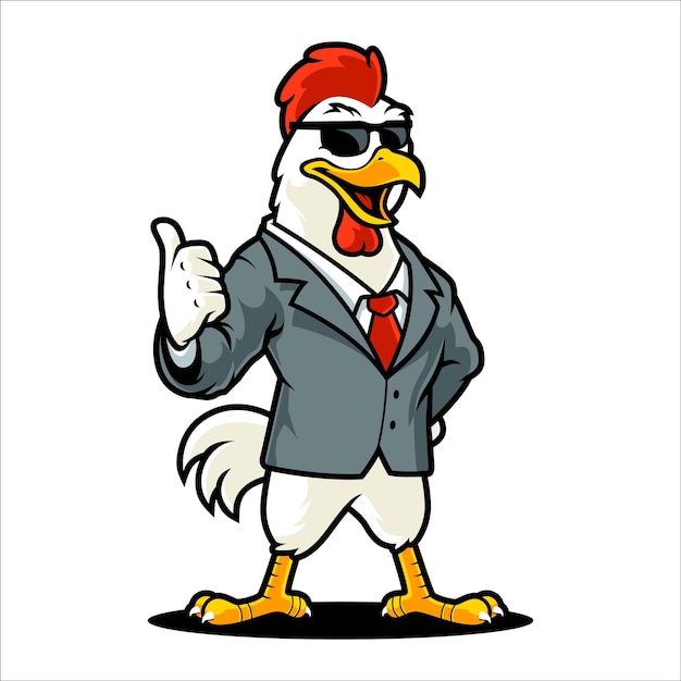 Vector traje de dibujos animados de polla de pollo con traje