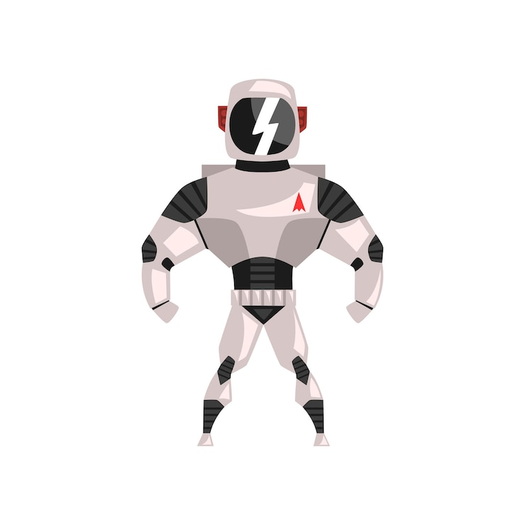 Vector traje espacial robot, superhéroe, vector de traje cyborg ilustración aislada en un fondo blanco.