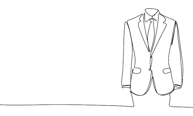 Traje de hombre una línea línea continua arte de línea traje de hombre arte vectorial dibujado a mano