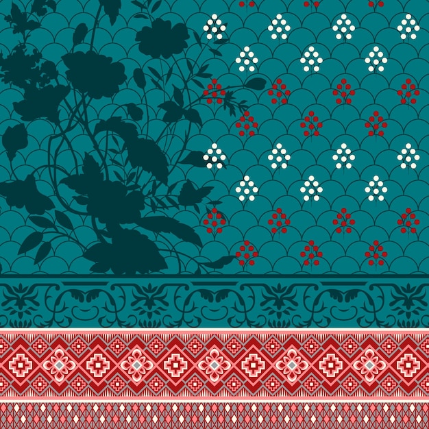 Traje kurti digital textil diseño motivo colorido Patren
