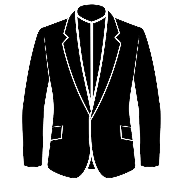un traje negro con un cuello blanco y una corbata negra en él