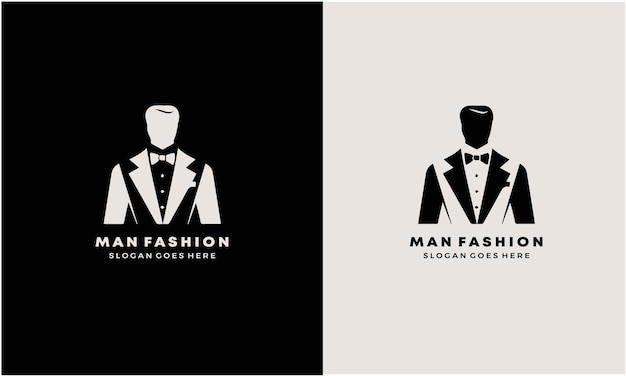 Traje de smoking para hombres, moda, ropa de sastrería, diseño de logotipo clásico, diseño de vector libre.