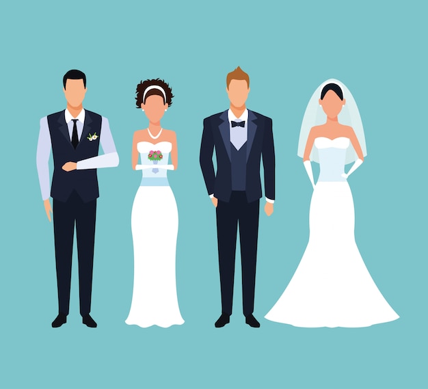 Vector trajes de novios