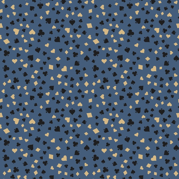 Trajes Tarjeta Signos Patrón sin fisuras Fondo Corazones Diamantes Picas y tréboles Elementos dibujados a mano garabatos diseño para fondos de pantalla envolver estampados textiles fondos Ilustración vectorial
