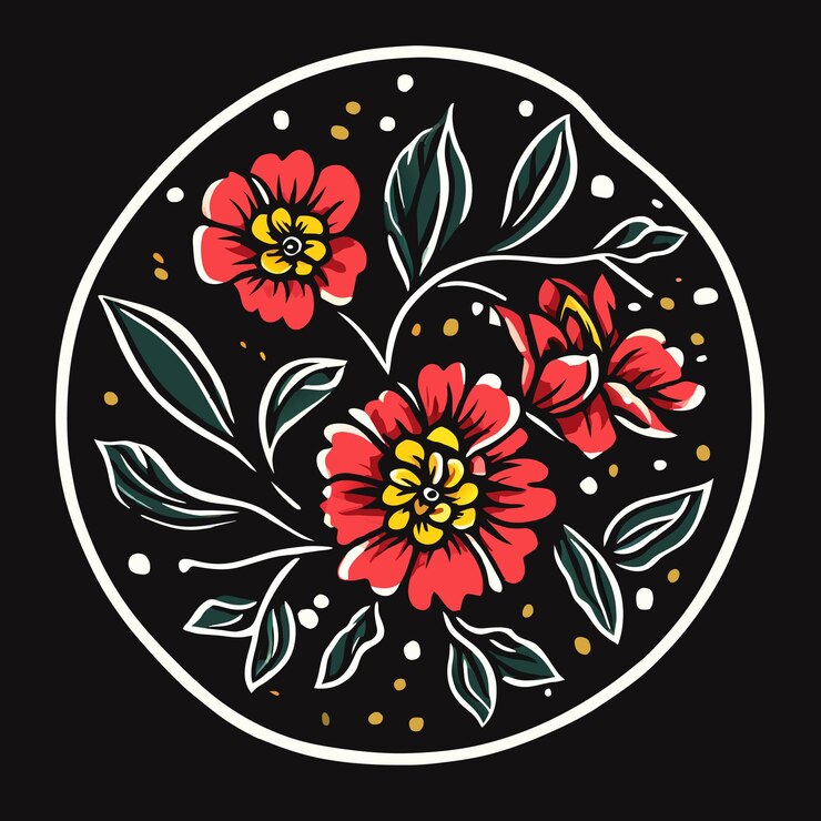 Vector tranquil blooms acentos florales dibujados a mano en las esquinas