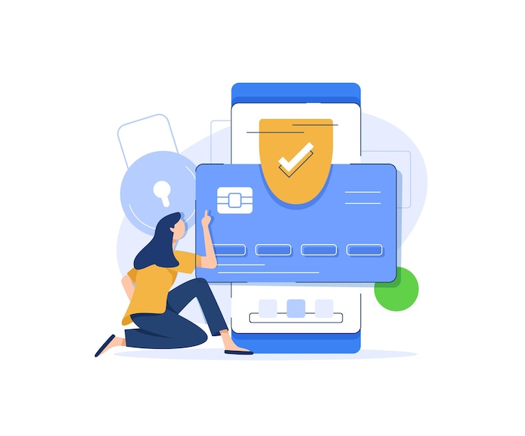 Vector transacción de seguridad conjunto de conceptos de diseño de aplicaciones de banca móvil tarjeta de crédito e icono seguro