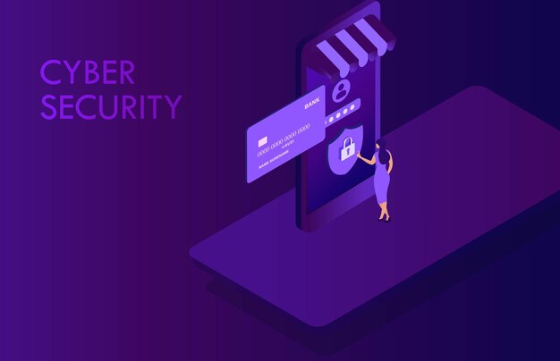 Transacción de seguridad de pago en línea en tarjeta de crédito en smartphone Protección de datos seguridad cibernética an