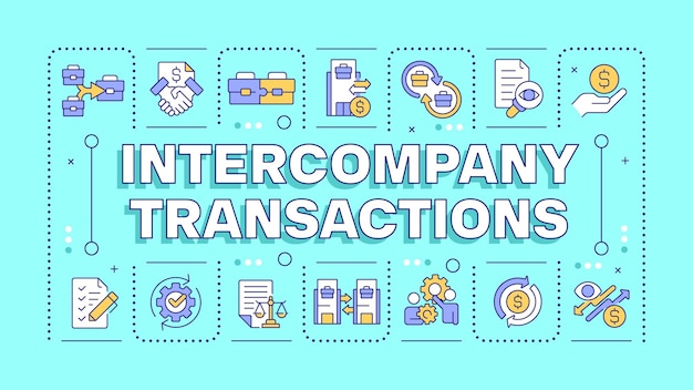 Transacciones entre empresas concepto de palabra turquesa