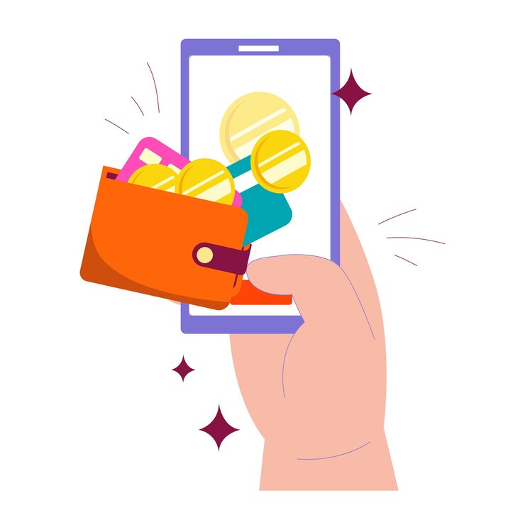 Vector transacciones móviles ewallet