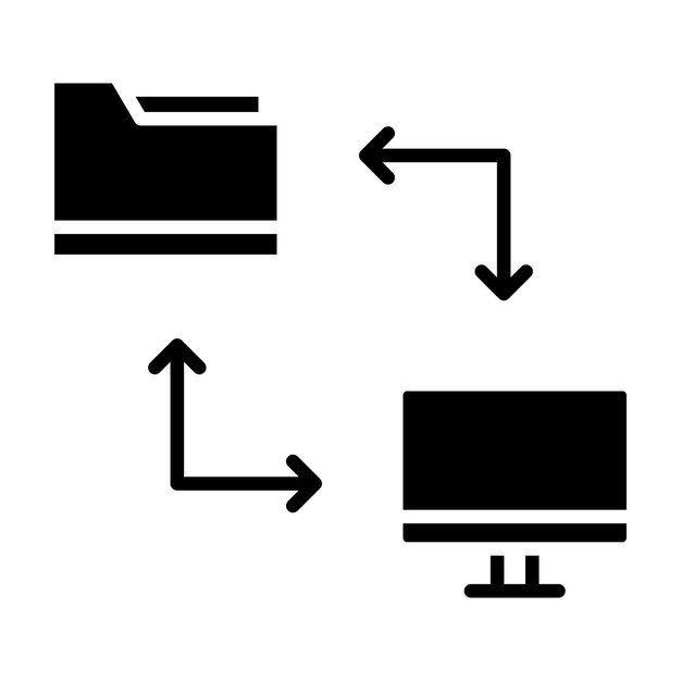 Transferencia de archivos en línea Glyph Ilustración en negro sólido