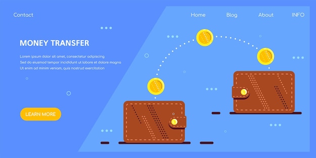 Transferencia de dinero con billetera electrónica, estilo plano. Pago, ahorro e inversión online.