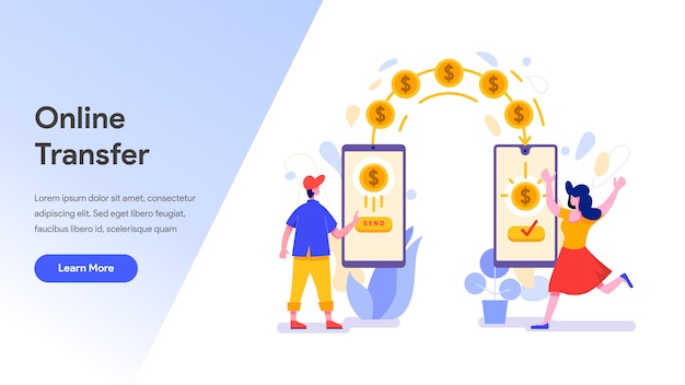 Transferencia de dinero en línea con teléfono móvil