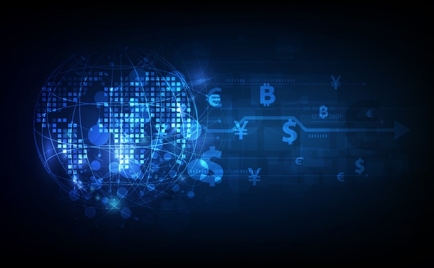 Transferencia de dinero. Moneda global Bolsa. Valores.