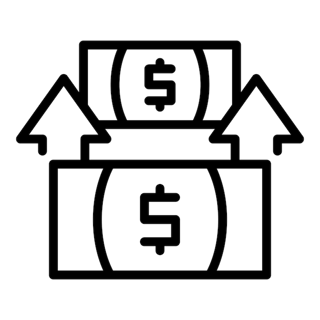 Transferencia de dinero de vuelta icono contorno vector crédito de teléfono billetera móvil