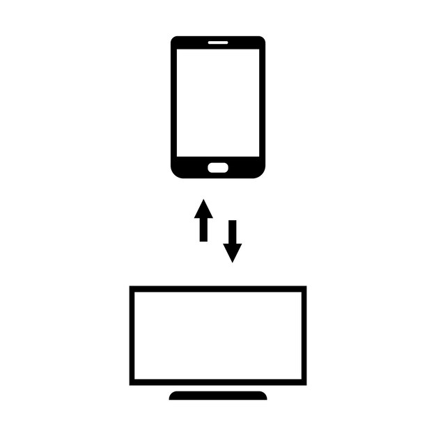 transferir datos del teléfono celular al diseño del vector del logotipo del icono del portátil